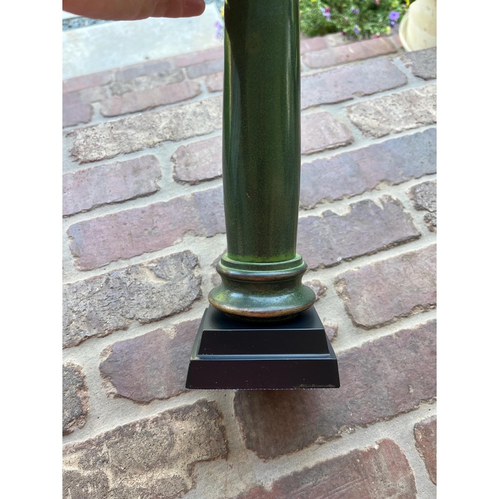 Vintage 1960s MCM Hollywood Regency Iron & Brass Faux Marble Candlestick Holder. - Picture 11 of 11